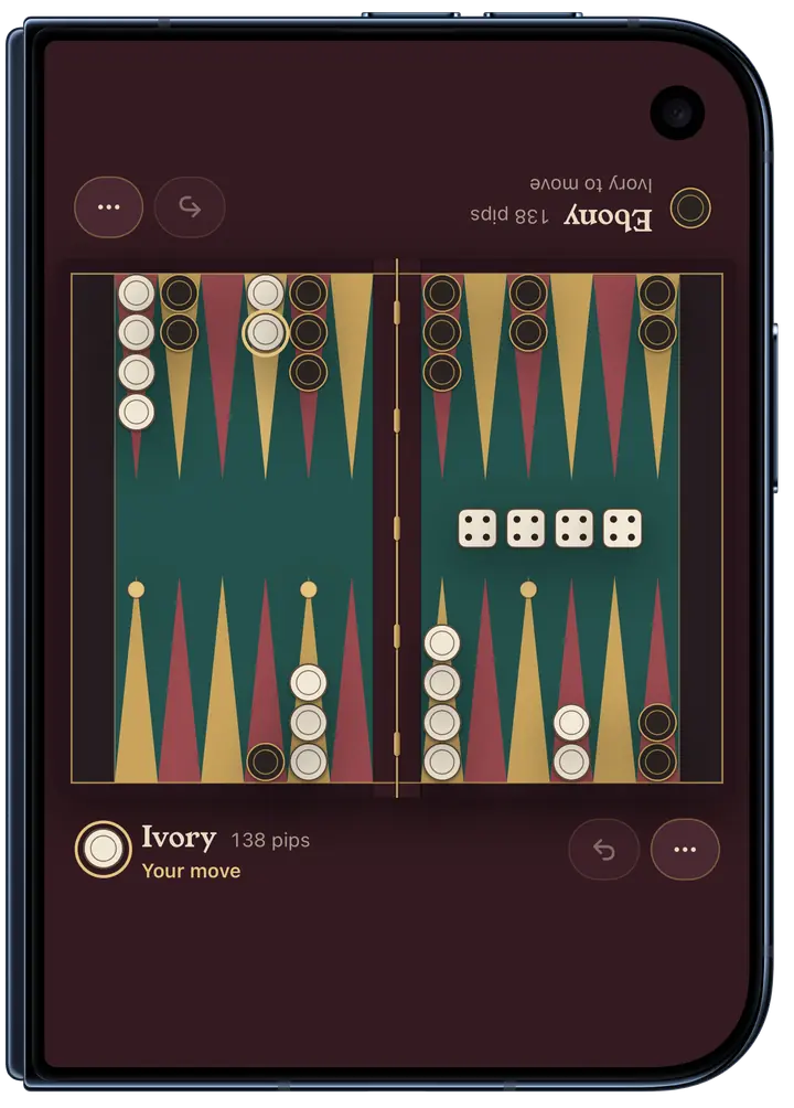 A game on the cover display of a folded iPhone Duo